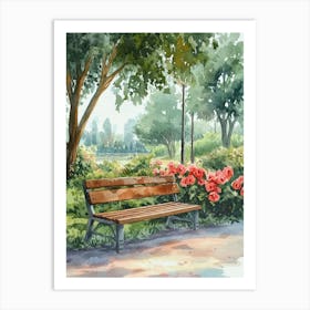 Watercolor Of Park Bench Affiche