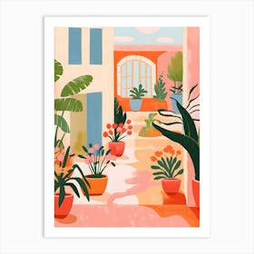 Potted Plants In A Courtyard Art Print