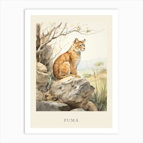 Beatrix Potter Inspired  Animal Watercolour Puma 1 Art Print