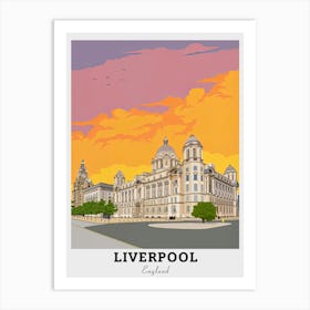 Liverpool At Sunset Travel Art Print