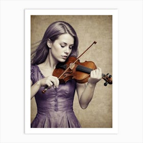 Young Woman Playing Violin Photo 1 Art Print