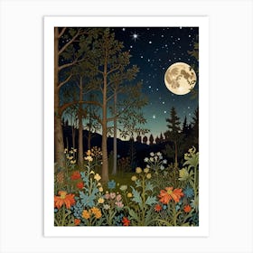 Moonlight In The Forest Style William Morris 14 Art Print