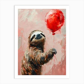 Cute Sloth 1 With Balloon Art Print