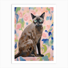 A Burmese Cat Painting, Impressionist Painting 3 Art Print