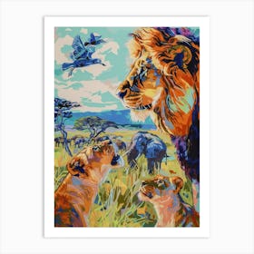 Transvaal Lion Lion In Different Seasons Fauvist Painting 2 Art Print