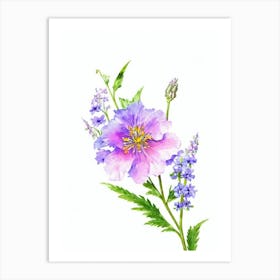 Delphinium Watercolour Flower Art Print