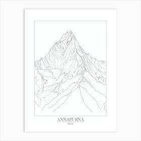 Annapurna Nepal Line Drawing 8 Poster Art Print