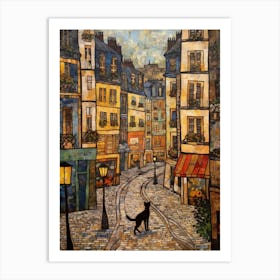 Painting Of Paris With A Cat In The Style Of Gustav Klimt 3 Art Print