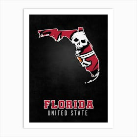 Tampa Bay Buccaneers Florida State Map Art Print