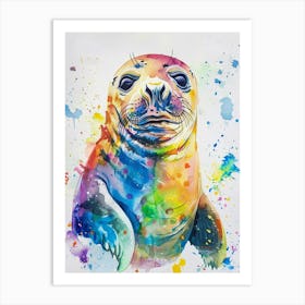 Elephant Seal Colourful Watercolour 4 Art Print