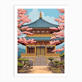 Nara Park, Japan Vintage Travel Art 4 Art Print