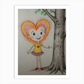 Little Girl In A Tree 1 Art Print