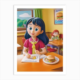 Girl At A Table Art Print