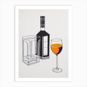 Bourbon Sour Picasso Line Drawing Cocktail Poster Art Print