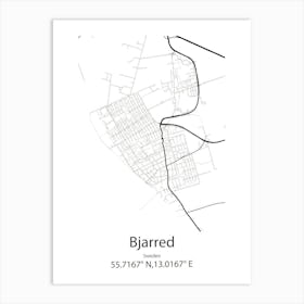 Bjarred,Sweden Minimalist Map Art Print