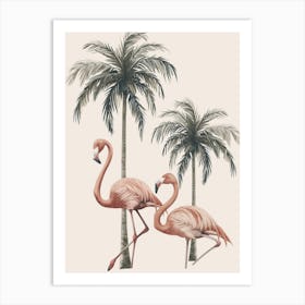 Jamess Flamingo And Palm Trees Minimalist Illustration 4 Art Print