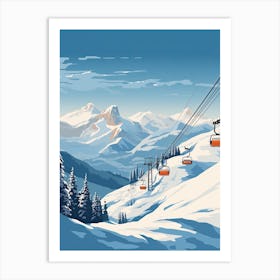 Jackson Hole Mountain Resort   Wyoming, Usa, Ski Resort Illustration 3 Art Height 96px Simple Style Art Print