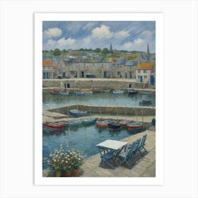 Boats At Harbour Serenity at the Pier Art Print