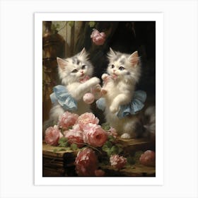 Two Kittens Rococo Style 2 Art Print