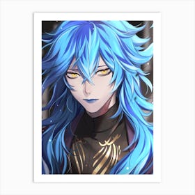 Anime Character With Blue Hair Art Print