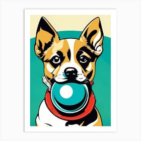 Retro Puppy with Ball Art Print