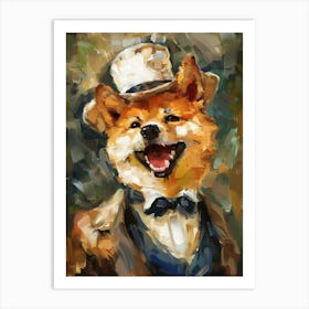 Oil Painting Smiling Shiba Inu 6 Art Print