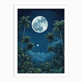 Full Moon In The Jungle 3 Art Print