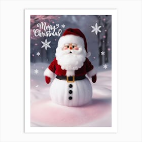 Merry Christmas Santa Snowman Art Print