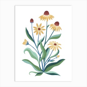 Wild Yellow Coneflower Botanical Painting Art Print
