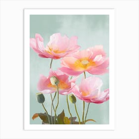 Lotus Flowers Acrylic Painting In Pastel Colours 1 Art Print