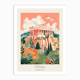The Parthenon   Nashville, Usa   Cute Botanical Illustration Travel 0 Poster Art Print