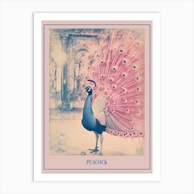 Peacock In A Palace Cyanotype Inspired 3 Poster Art Print