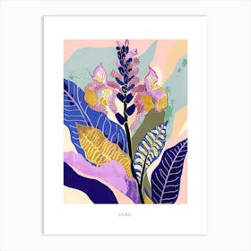 Colourful Flower Illustration Poster Lilac 1 Art Print