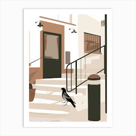 Crow On Steps Art Print