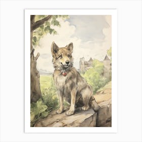Storybook Animal Watercolour Timber Wolf 3 Art Print