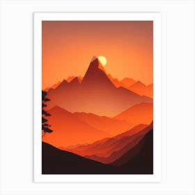 Misty Mountains Vertical Composition In Orange Tone 116 Art Print