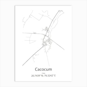 Cacocum,Cuba Minimalist Map Art Print