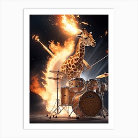 Giraffe Drumming Art Print