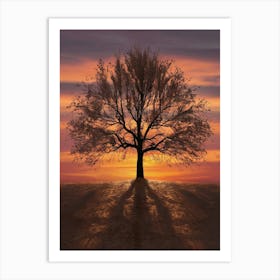 Lone Tree At Sunset 4 Art Print