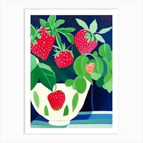 Everbearing Strawberries, Plant Abstract Still Life Art Print