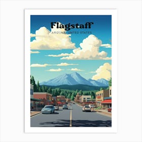 Flagstaff Arizona United States Adventure Travel Art Illustration 1 Art Print