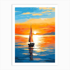 Sunset Sailboat 1 Art Print