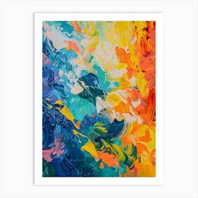 Energetic Abstract Art - Expressive Brushstrokes in Multicolor Art Print