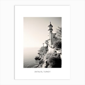 Poster Of Antalya, Turkey, Photography In Black And White 1 Art Print