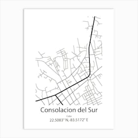 Consolacion Del Sur,Cuba Minimalist Map Art Print