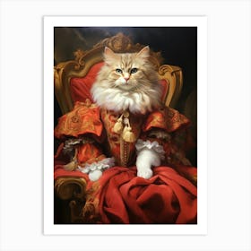 Cat In Red Medieval Clothing 4 Art Print