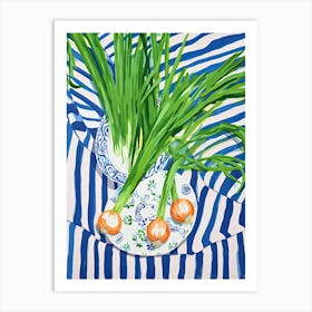 Green Onions Summer Illustration 7 Art Print