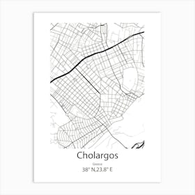 Cholargos,Greece Minimalist Map Art Print