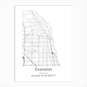 Evanston,United States Minimalist Map Art Print