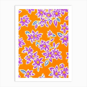 Lilac Floral Print Retro Pattern 2 Flower Art Print